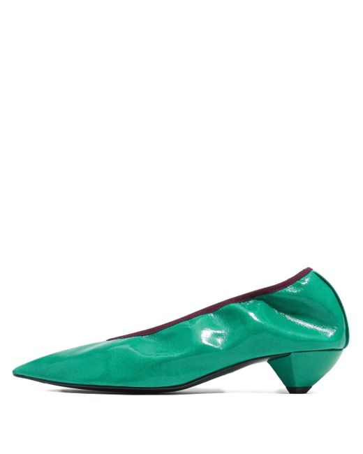 Bimba Y Lola Green Pointed-Toe Small-Heel Pumps