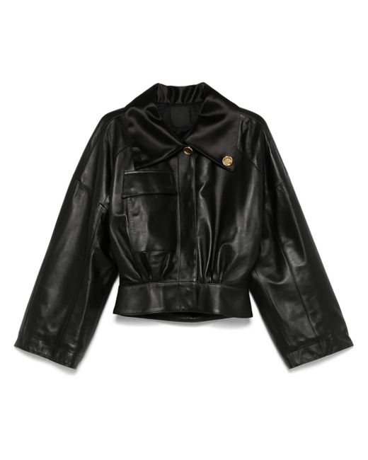 Givenchy Black Leather Bomber Jacket