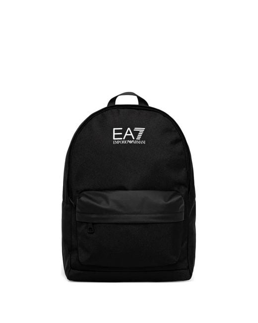 EA7 Black Logo-Print Backpack