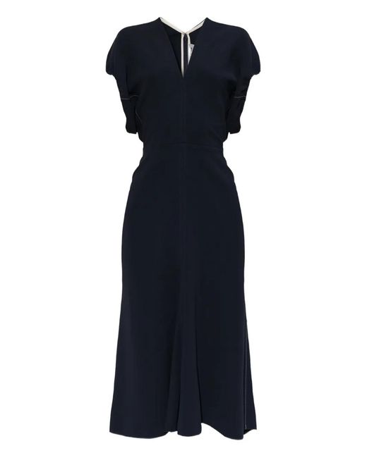 Robe Mi-Longue À Col V Victoria Beckham en coloris Blue