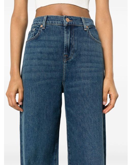 7 For All Mankind Blue High-rise Wide-leg Jeans