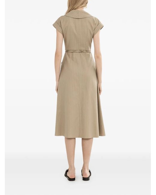 Nissa Natural Striped Midi Dress