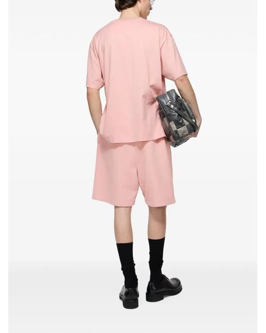 Acne Pink Jersey T-Shirt With Logo
