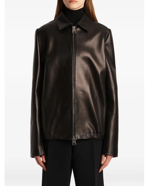 Khaite Black Jackson Zip-Up Leather Jacket