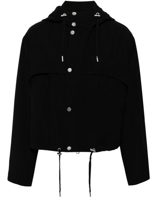 AMI Black Drawstring Hooded Jacket