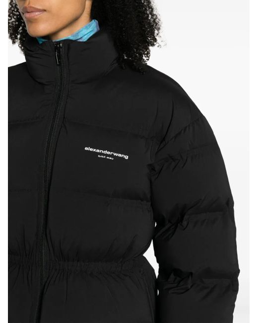 Alexander Wang Black Reflective-Logo Jacquard Puffer Jacket