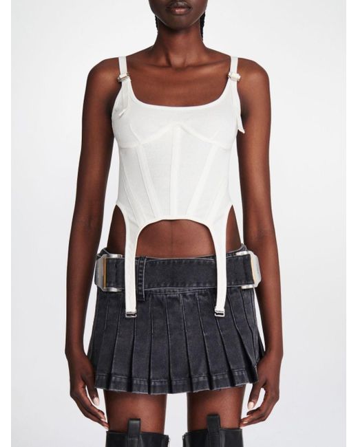 Dion Lee White Ribbed Organic Cotton Corset Top