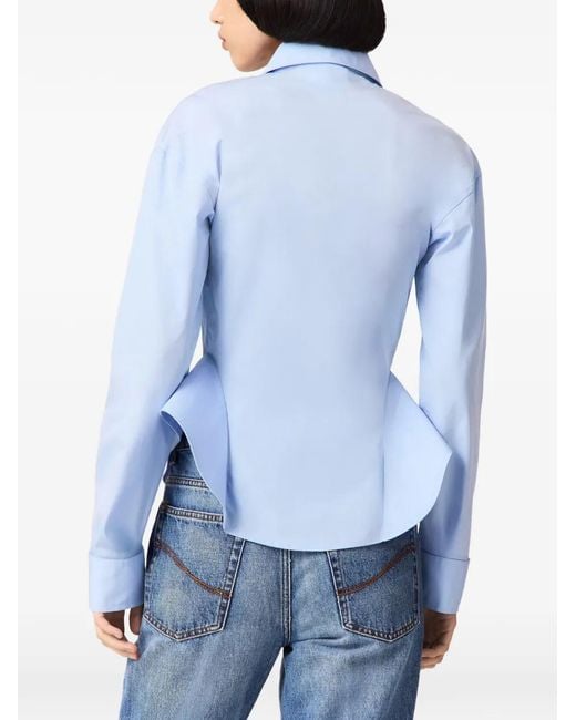 Stella McCartney Blue Peplum-Waist Shirt