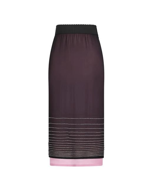 The Attico Purple Crystal-Embellished Layered Midi Skirt