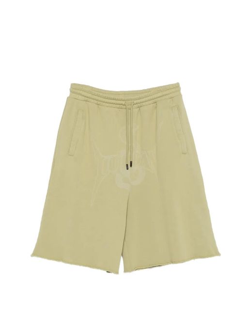 LỰU ĐẠN White Graphic Raw-Hem Shorts for men