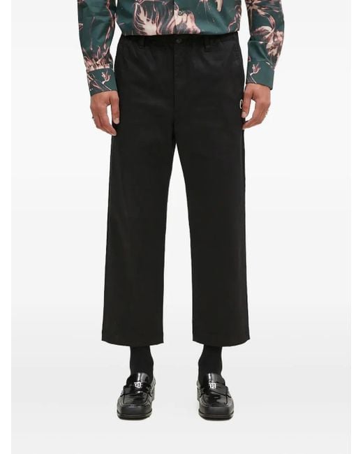 A Bathing Ape Black Logo-Appliqué Trousers for men