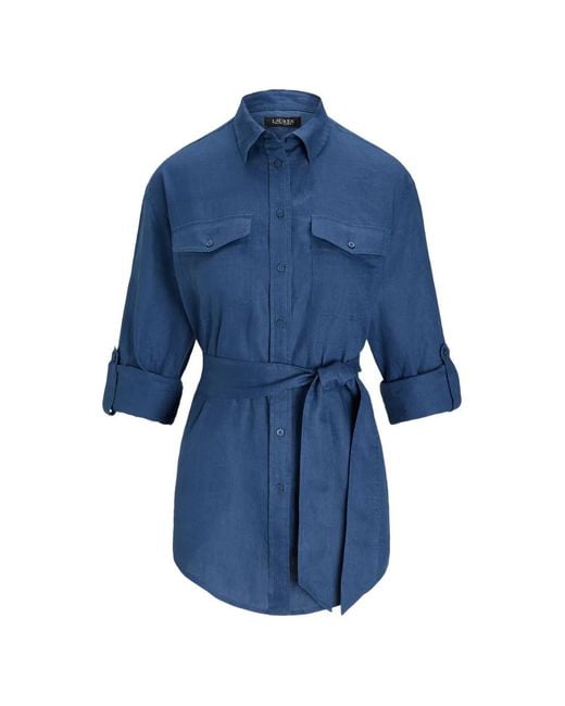 Ralph Lauren Blue Belted Long-Sleeve Shirt