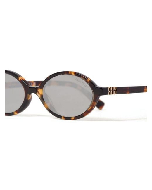 Miu Miu Brown Regard Oval-frame Sunglasses