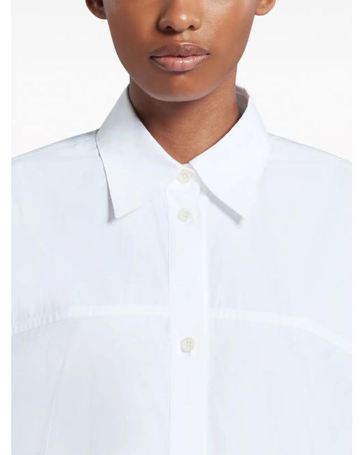 Marni White Long-Sleeved Cotton Shirtdress