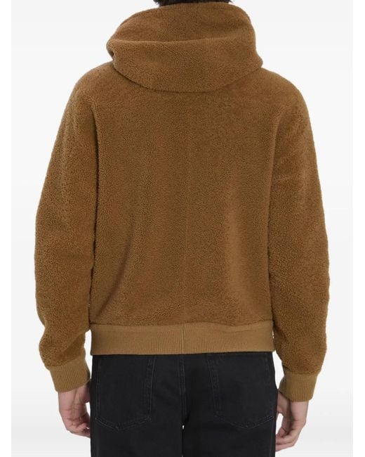 Logo-Appliquéd Shearling Hooded Jacket di Loewe in Brown da Uomo