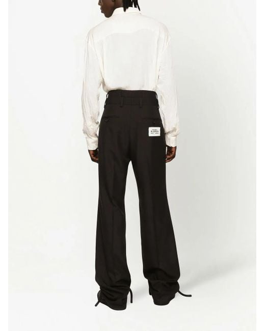 Dolce & Gabbana Black Silk-Cotton Tailored Trousers for men