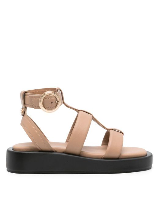 Boss Caged Leather Sandals in het Brown