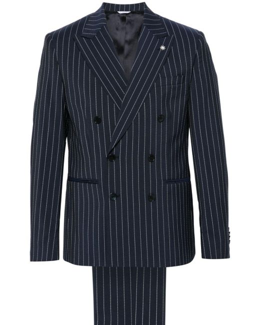 Manuel Ritz Blue Pinstriped Double-breasted Suit for men