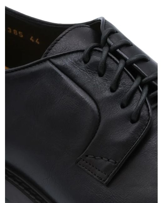 Doucal's Black Leather Lace-Up Derby Shoes for men
