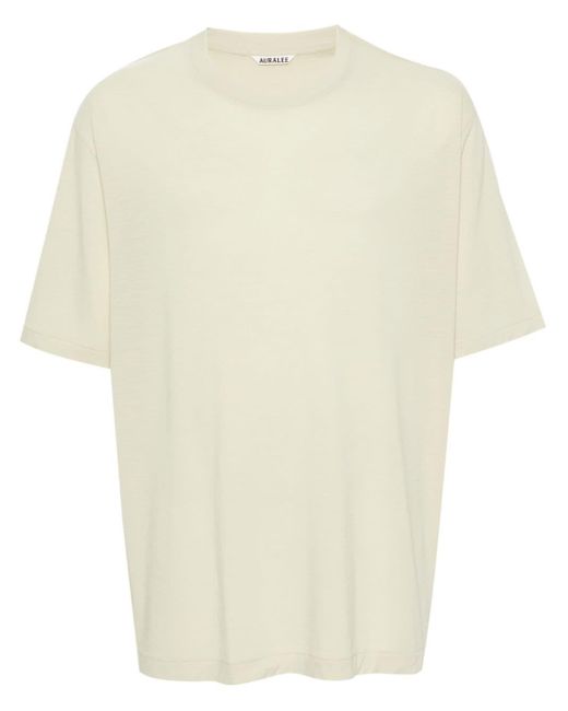 Auralee White Short-sleeve Wool T-shirt for men