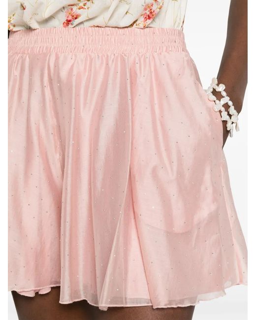 ACTUALEE Pink Rhinestone-Embellished Shorts