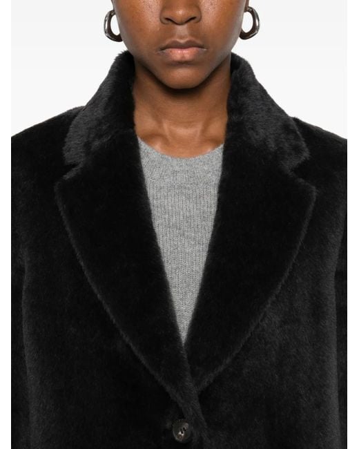 Peserico Black Notched-Lapel Buttoned Coat