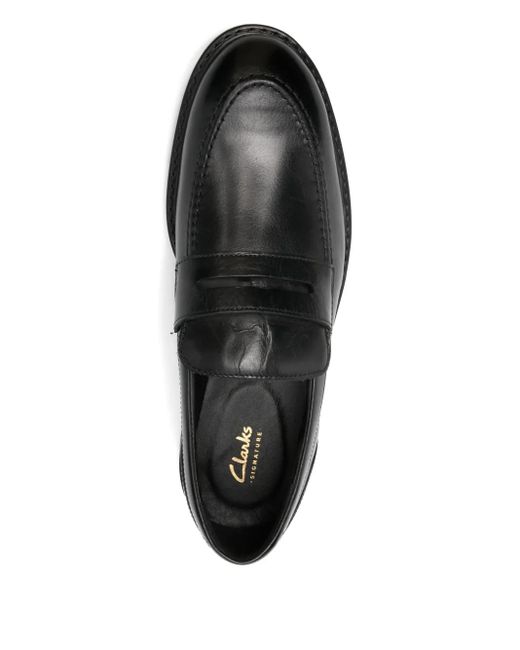Clarks Black Aldwin Penny-Strap Loafers for men