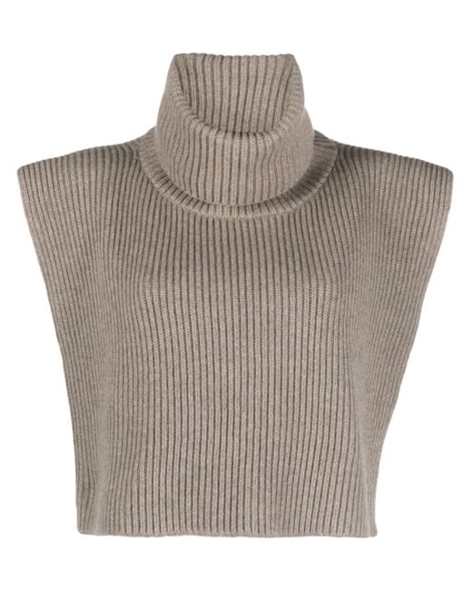 The Row Gray Eppie Roll-neck Cashmere Collar