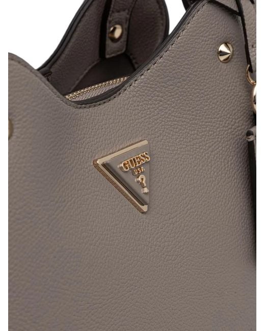 Guess Gray Meridian Logo-Plaque Tote Bag