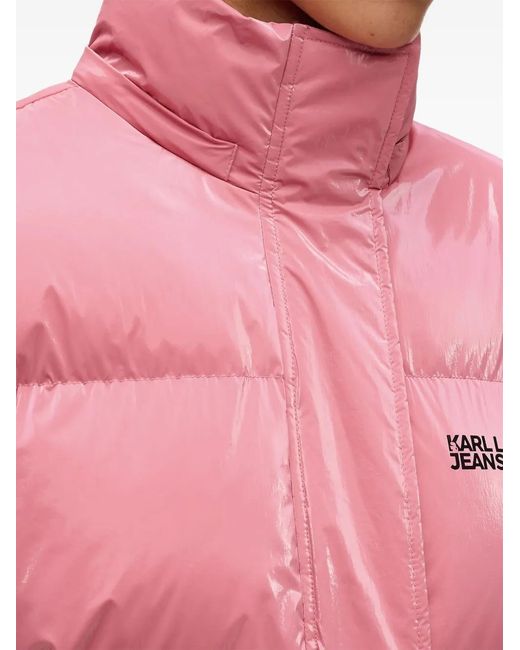 Karl Lagerfeld Pink Hooded-Neckline Padded Jacket