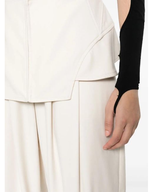 ANDREADAMO White Layered-Detail High-Waist Trousers