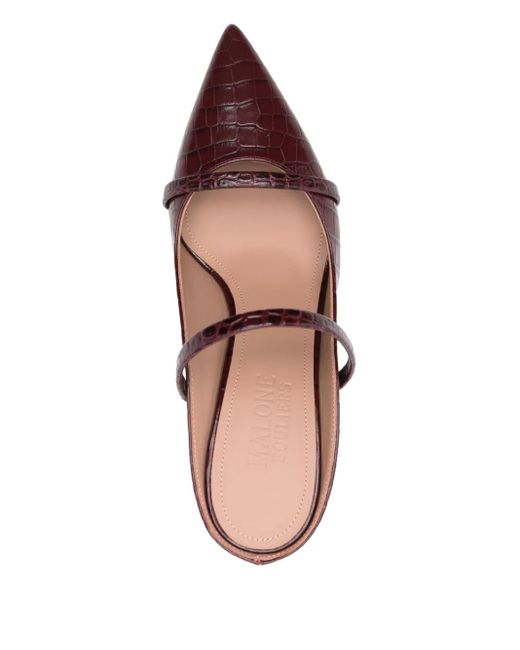 Malone Souliers Brown 70mm Crocodile-embroidered Leather Mules