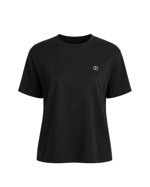Twinset Black Logo-Plaque T-Shirt