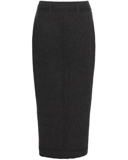 Barrie Black Knitted Midi Skirt
