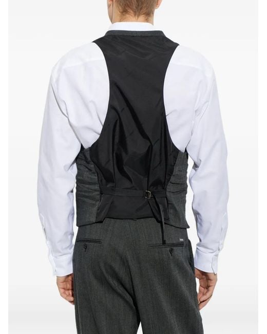 DSquared² Gray Herringbone-Pattern Waistcoat for men