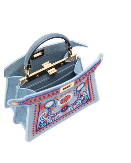 Fendi Blue Peekaboo Iseeu Bead-Embellished Tote Bag