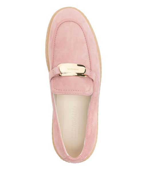Ferragamo Pink Suede Loafers