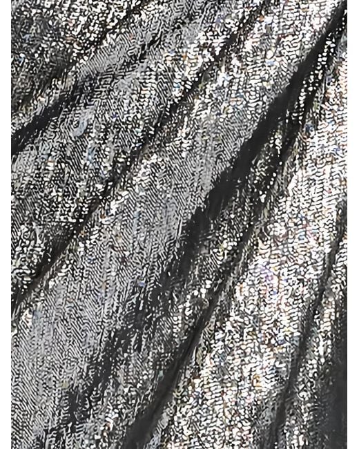 Tadashi Shoji Gray Zeka One-Shoulder Metallic Maxi Dress
