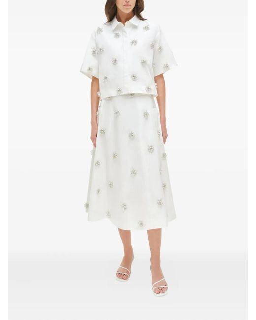 Jonathan Simkhai White Embellished Cotton Skirt