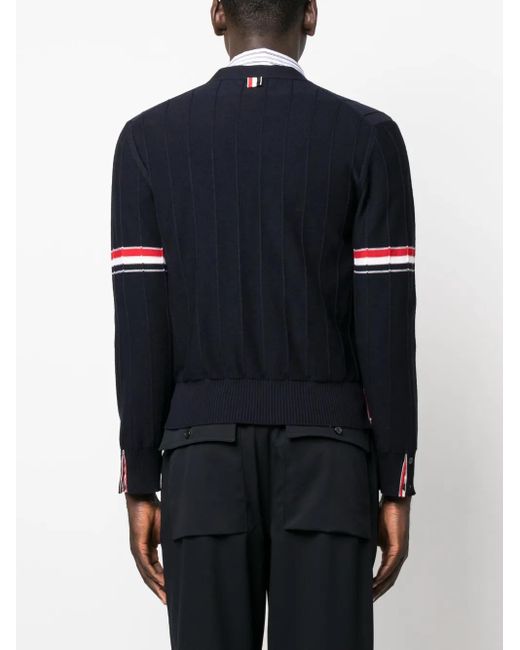 Cardigan Con Scollo A V Rwb di Thom Browne in Blue da Uomo