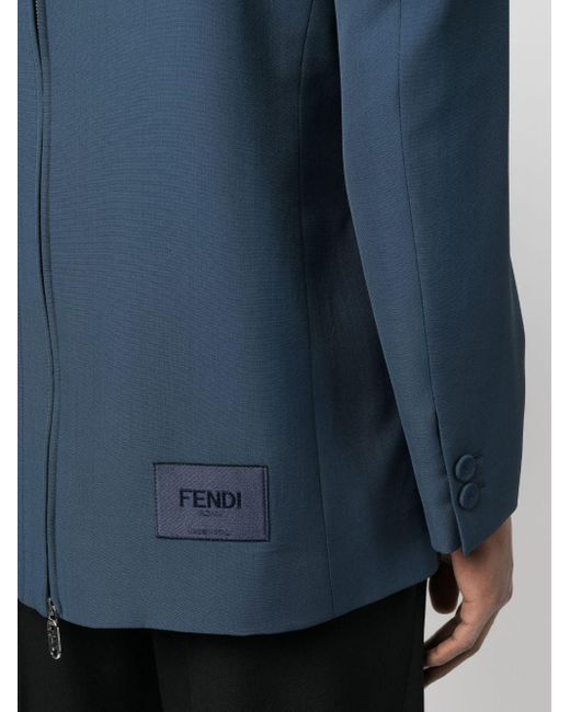Fendi Blue Peak-lapels Single-breasted Blazer for men
