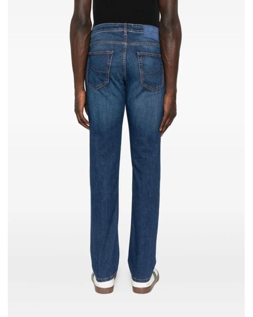 Jacob Cohen Jeans Met Geborduurd Logo En Vijf Zakken in het Blue voor heren