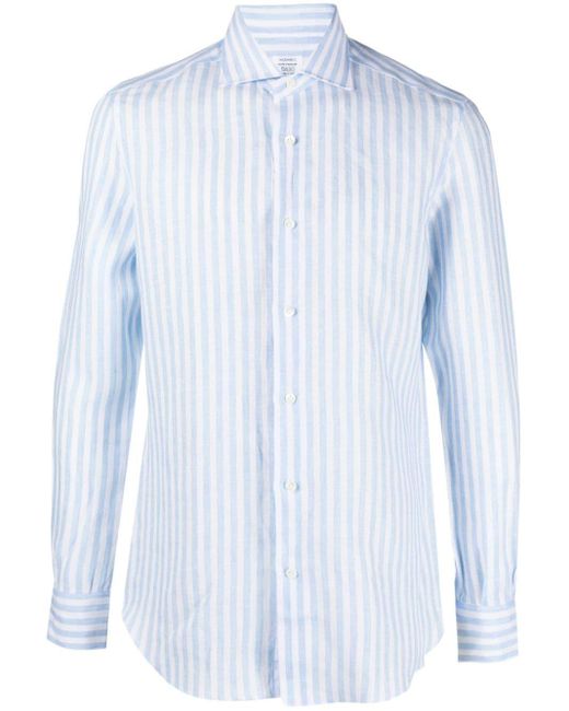 Mazzarelli Blue Striped Long-sleeve Shirt for men