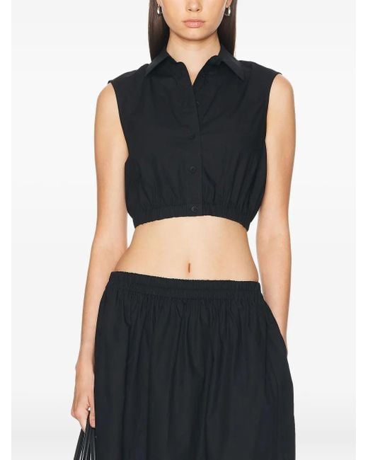 AEXAE Black Button-Up Sleeveless Blouse