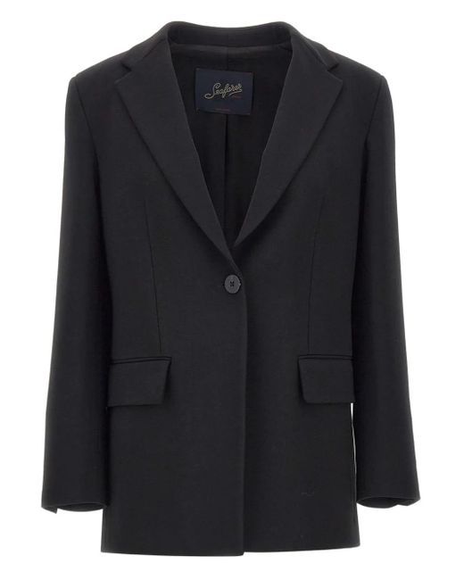 Seafarer Black Single-Button Notched-Lapel Coat