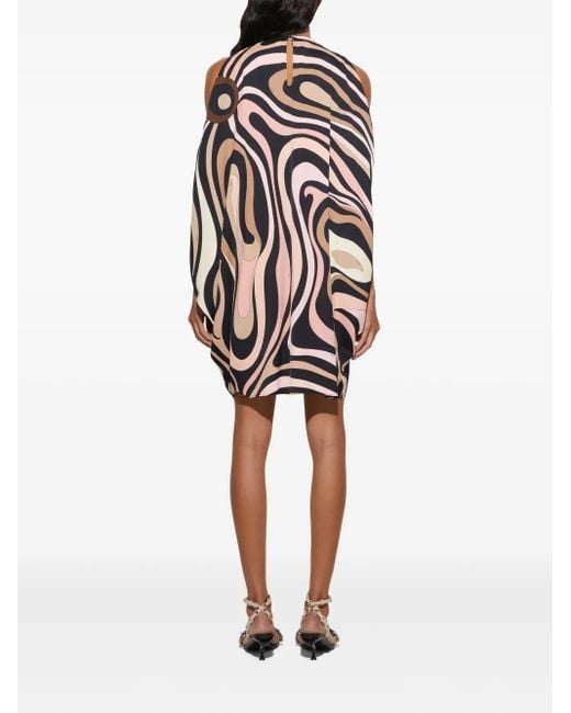 Emilio Pucci Black Kleid Mit Marmo-Print