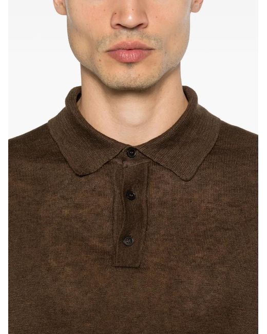 Roberto Collina Brown Half-Button Polo Shirt for men