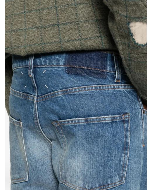 Maison Margiela Blue Whiskering-Effect Jeans for men