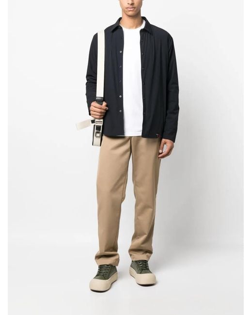 Aspesi Blue Long-Sleeved Button-Up Shirt for men