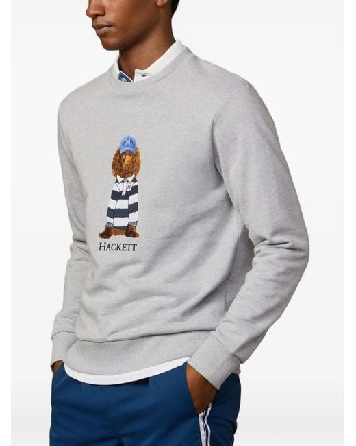 Hackett Gray Harry Crew-Neck Cotton Sweater for men